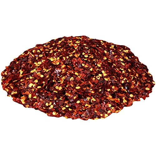 Pile of crushed red pepper flakes.