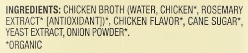 Ingredients list for organic chicken broth.