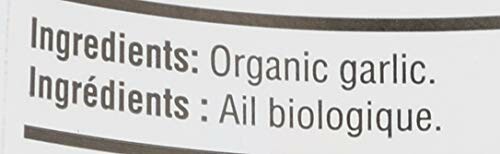 Label showing ingredients: Organic garlic.