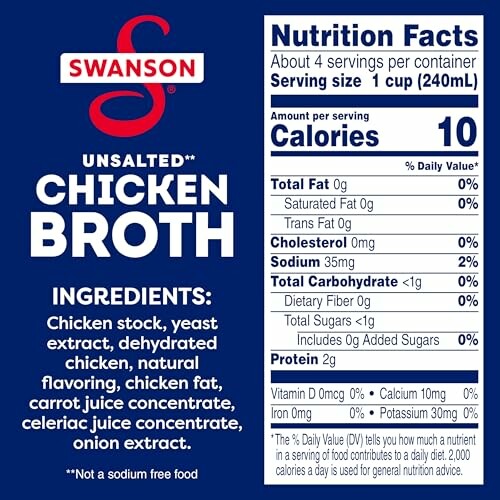 Swanson unsalted chicken broth nutrition facts and ingredients